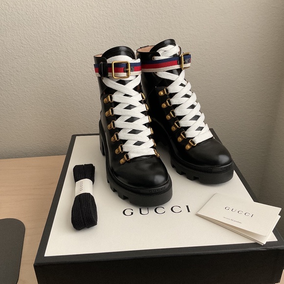 Gucci combat boots/ leather, black color - Picture 1 of 14